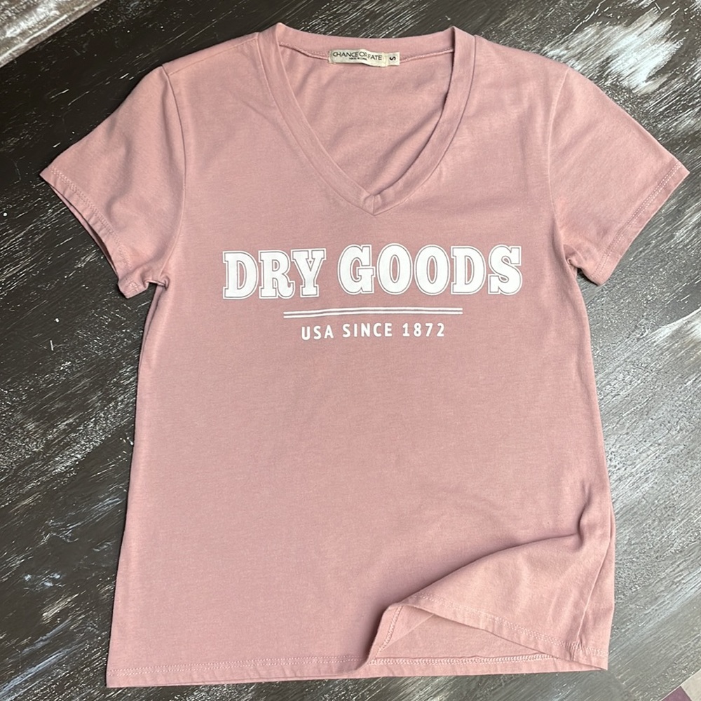 Dry Goods // Chance or Fate Womens Size S V-Neck Light Pink Graphic T-Shirt Tee